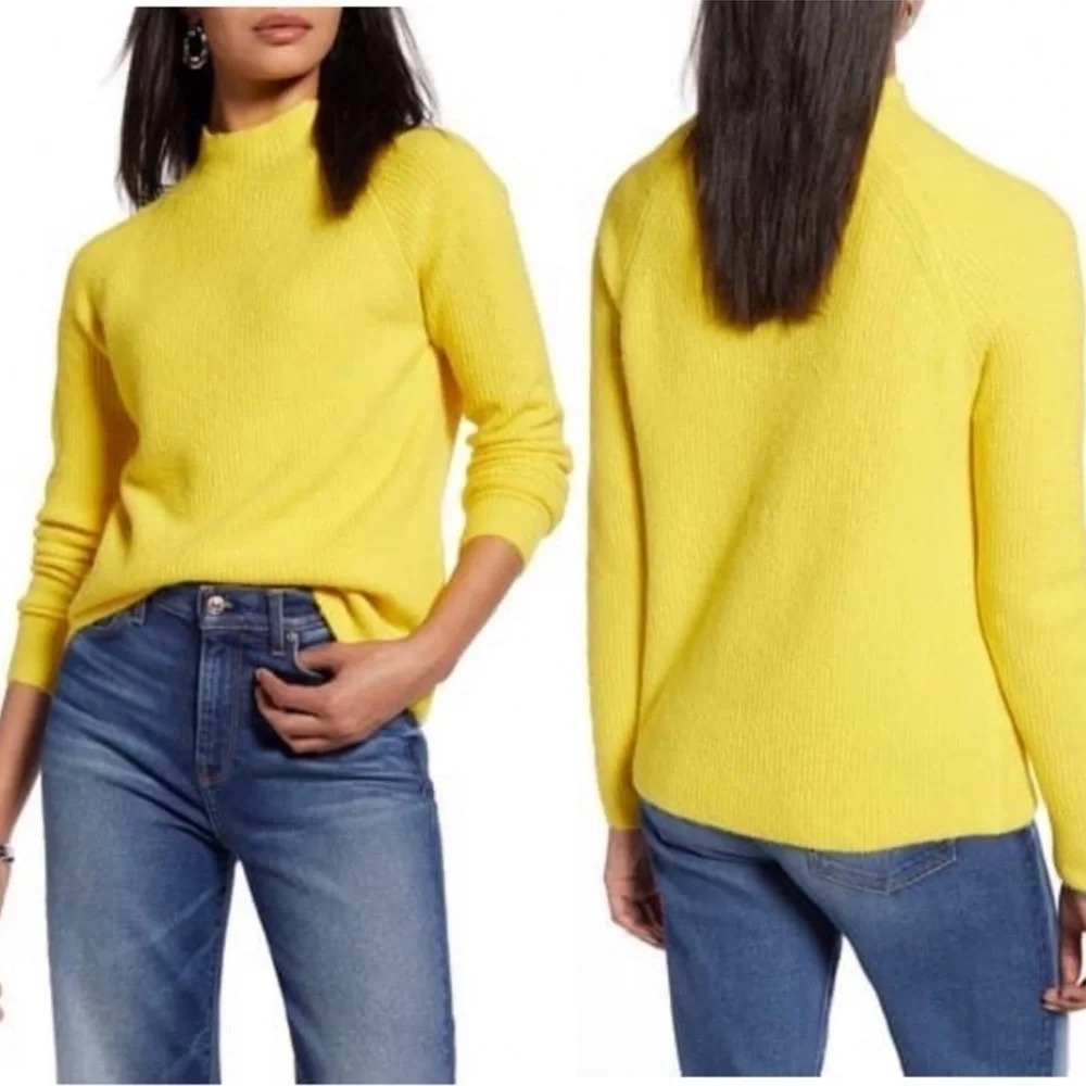 Halogen Nordstrom Mockneck Sweater Top Yellow 1X 1 v6x
